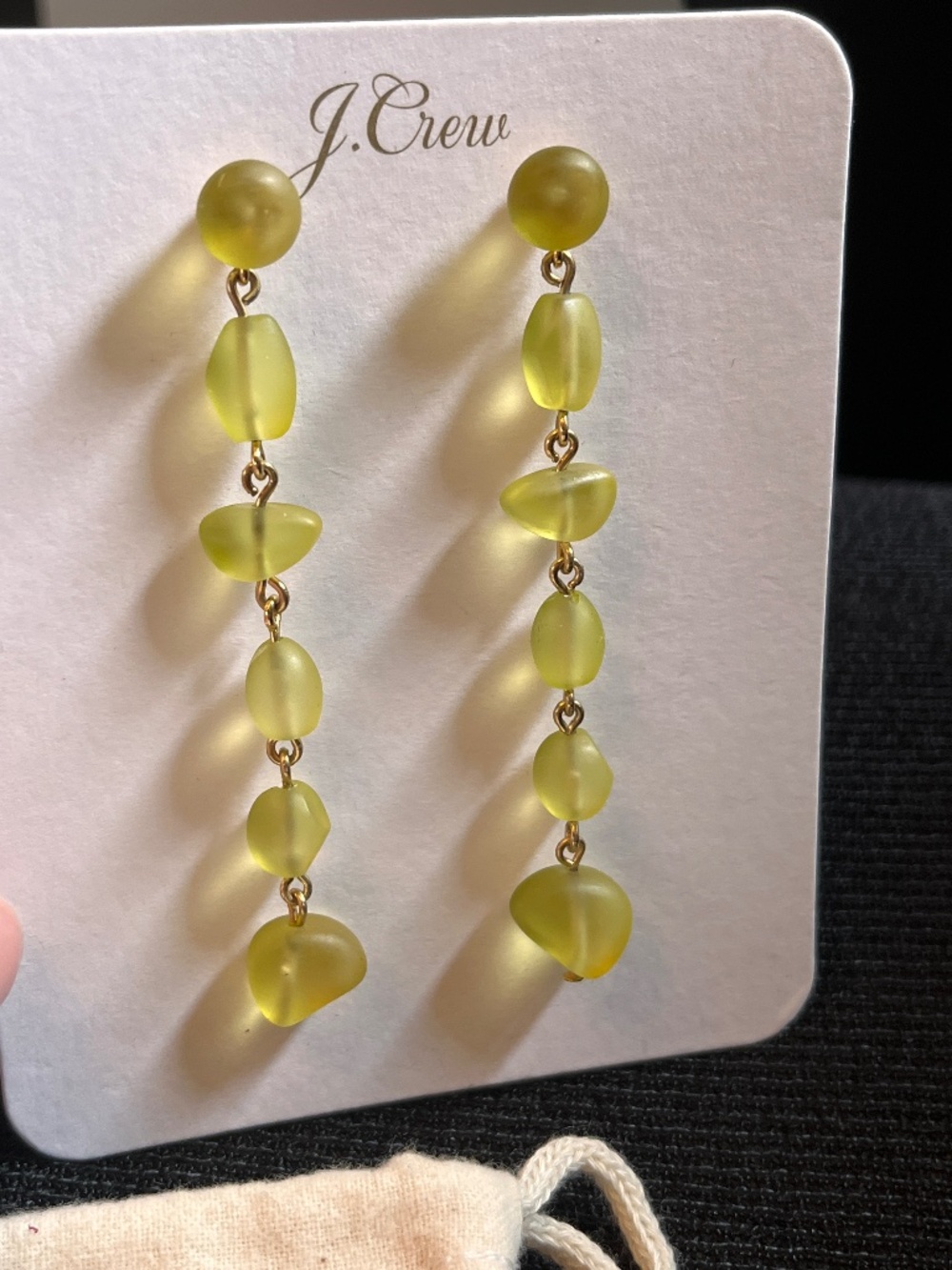 J. Crew Green Bead Dangle Earrings